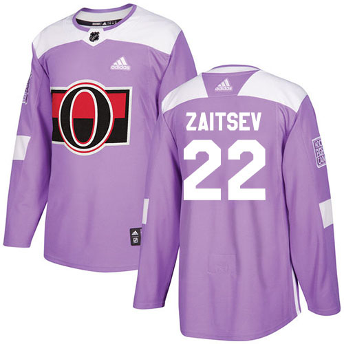 Adidas Ottawa Senators 22 Nikita Zaitsev Purple Authentic Fights Cancer Stitched Youth NHL Jersey